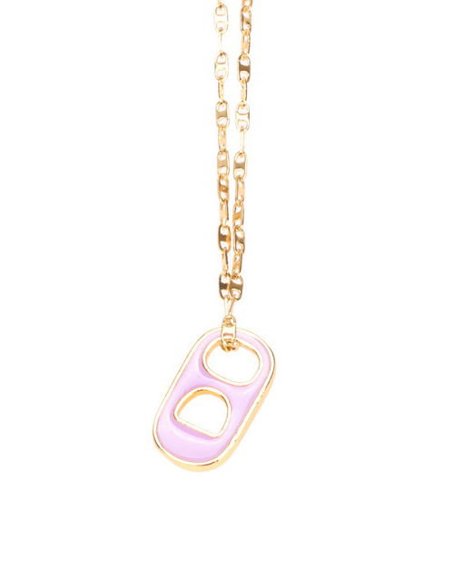 Fashion Light Purple Copper Drop Oil Geometric Pull Ring Necklace