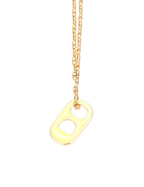 Fashion Yellow Copper Drip Oil Geometric Pull Ring Necklace