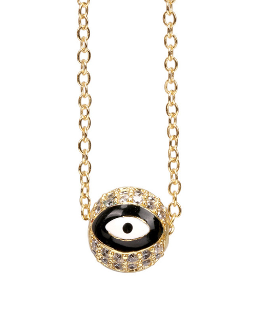 Fashion Black Copper Inlaid Zirconium Drip Oil Eye Necklace
