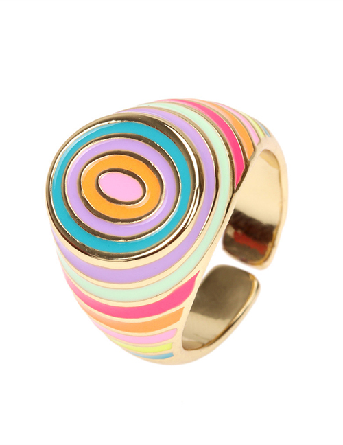 Fashion Color Copper Drip Oil Color Wide Brim Ring