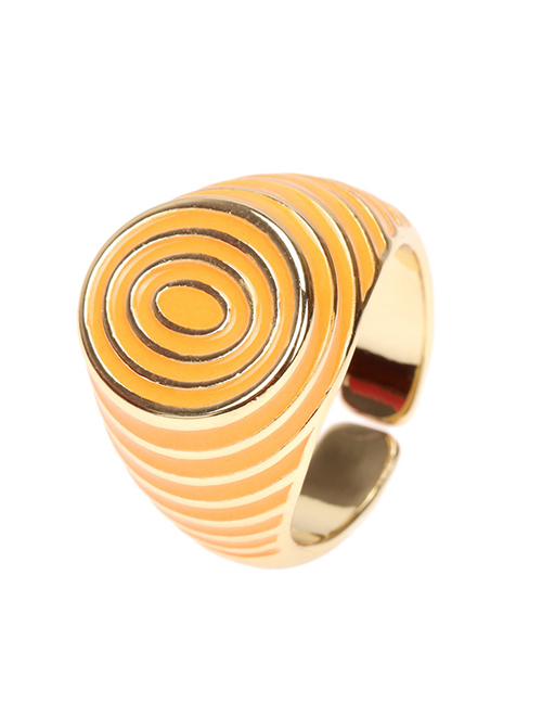Fashion Orange Copper Drip Oil Color Wide Brim Ring