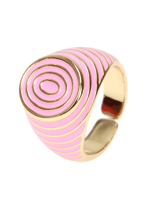 Fashion Pink Copper Drip Oil Color Wide Brim Ring