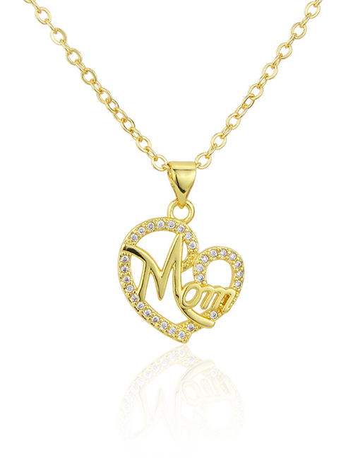 Fashion Gold Color Copper Inlaid Zirconium Heart-shaped Letter Necklace