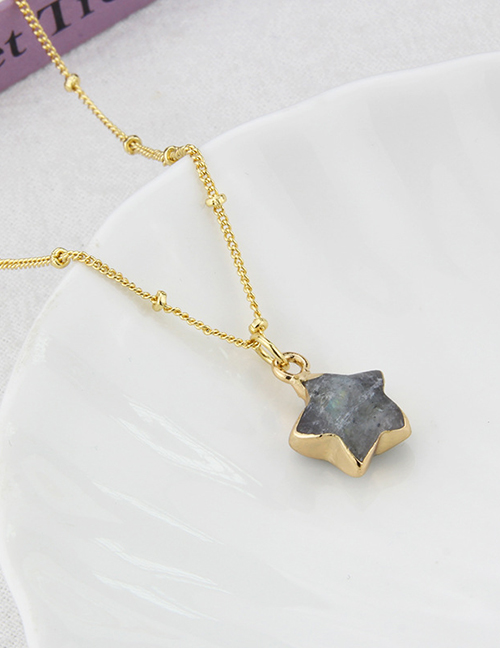 Fashion 3# Metal Five-pointed Star Natural Stone Necklace