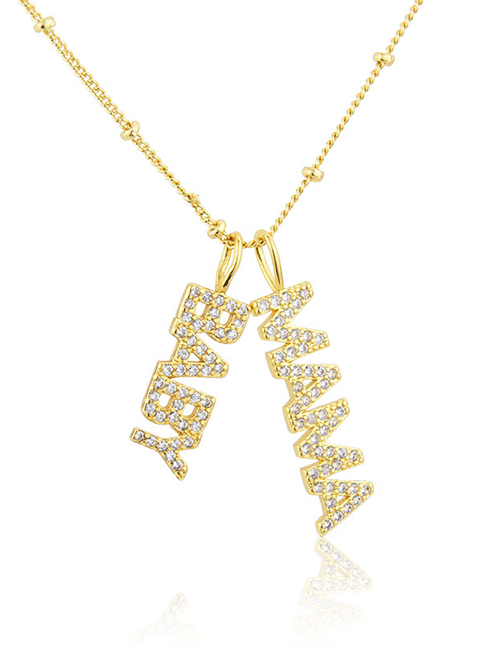 Fashion Gold Color Letter Necklace With Copper And Zirconium And Diamonds