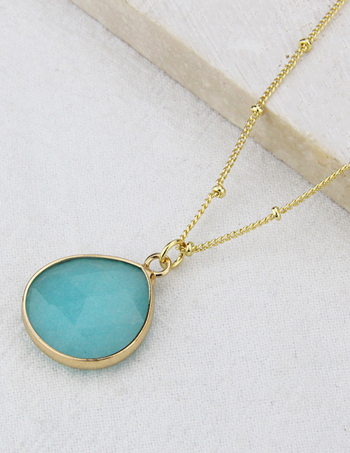 Fashion 4# Metal Drop-shaped Natural Stone Necklace