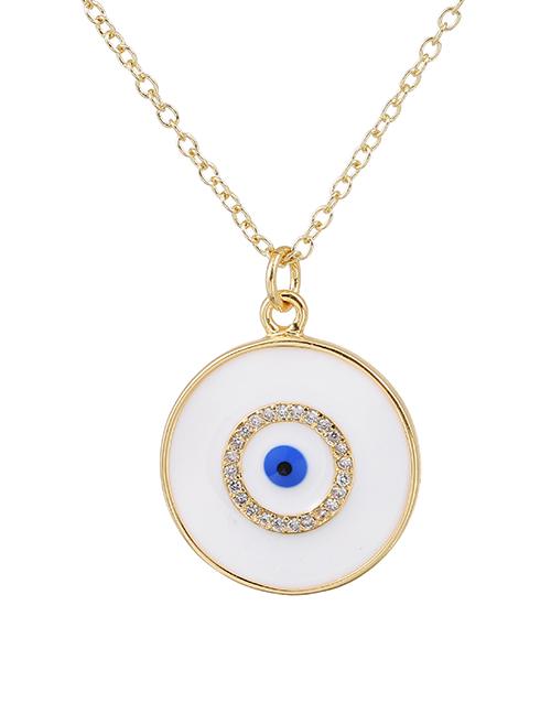 Fashion Gold Copper Inlaid Zirconium Oil Drop Round Eye Necklace