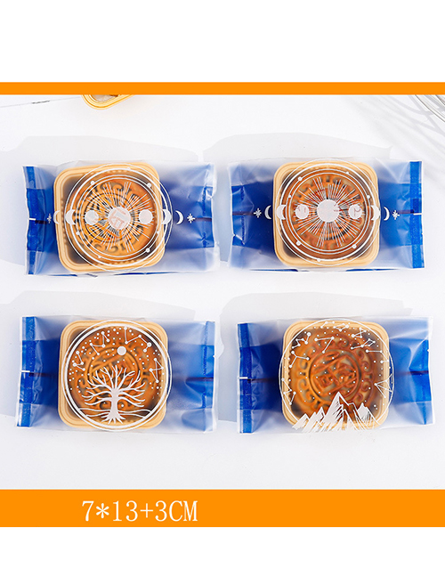 Fashion Blue Starry Sky Side Concave Medium Geometric Printing Plastic Moon Cake Machine-sealed Packaging Bag (100 Pcs)