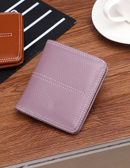 Fashion Taro Purple Leather Two-fold Multifunctional Wallet