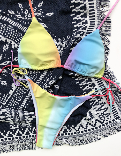 Fashion Rainbow Rainbow Triangle Bag Print Split Swimsuit