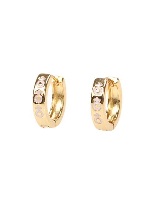 Fashion White Copper Drop Oil Symbol Ear Ring
