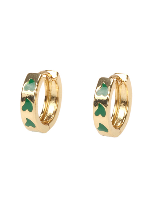 Fashion Green Copper Drop Oil Love Ear Ring