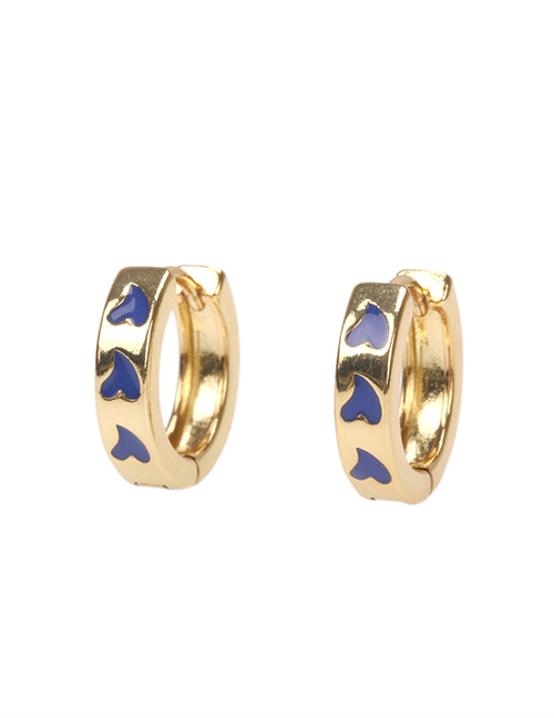 Fashion Blue Copper Drop Oil Love Ear Ring