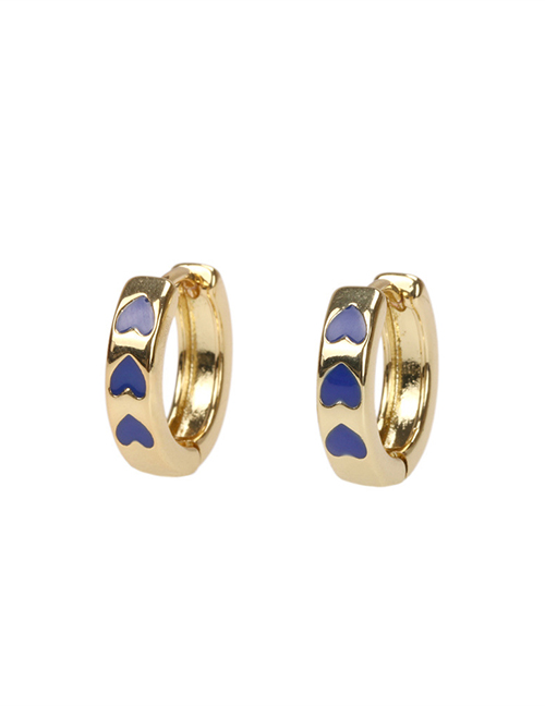 Fashion Blue Copper Drop Oil Love Ear Ring