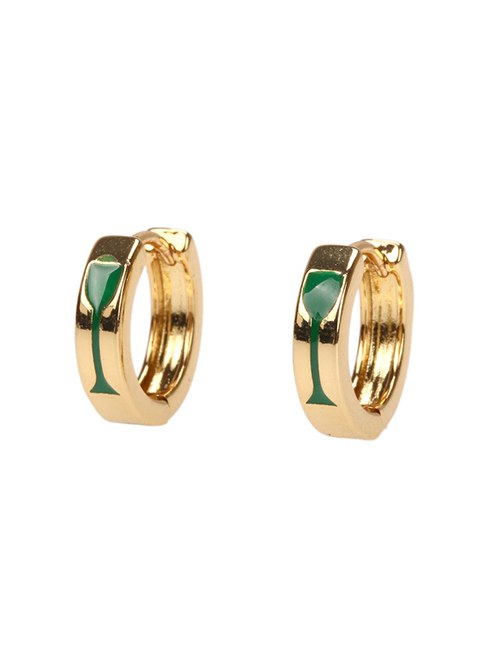 Fashion Green Copper Dripping Wine Glass Earrings