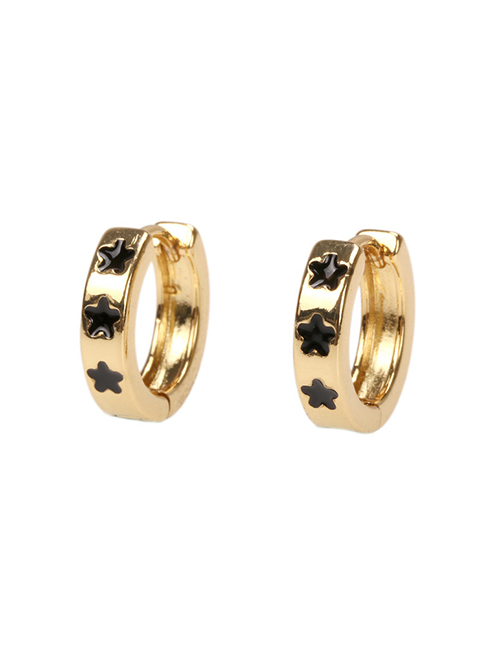 Fashion Black Copper Drop Oil Five-pointed Star Earrings