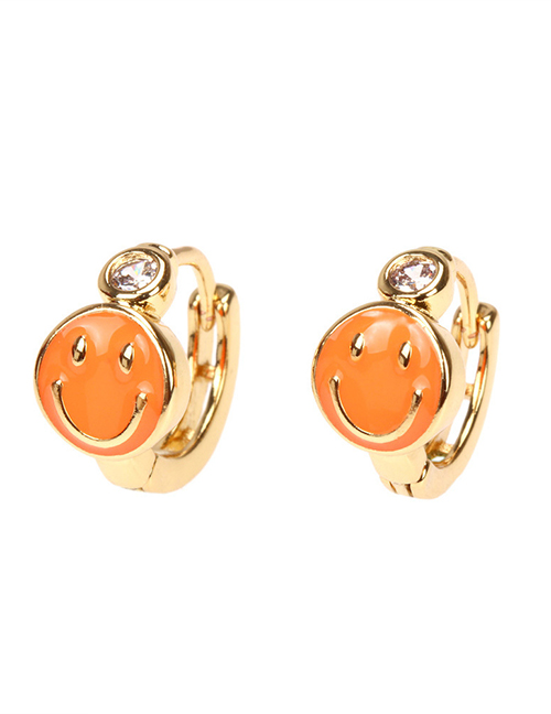 Fashion Orange Copper Drip Oil Smiley Earrings