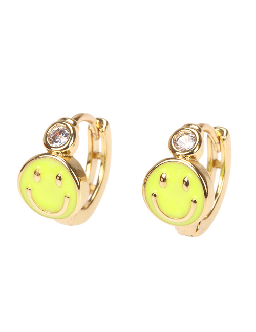Fashion Yellow Copper Drip Oil Smiley Earrings
