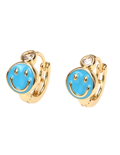 Fashion Light Blue Copper Dripping Smiley Earrings