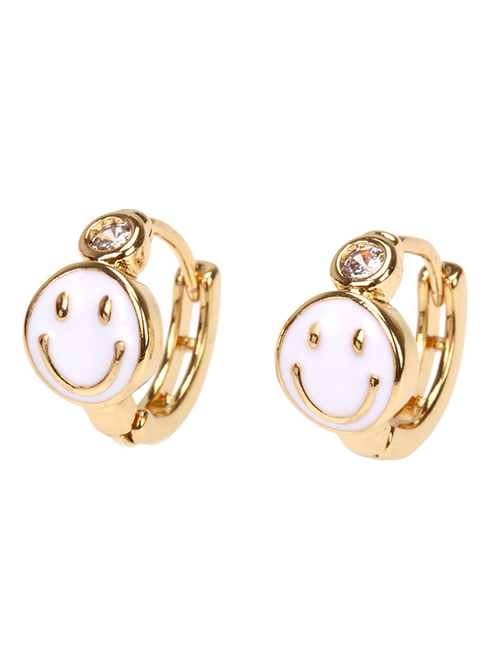 Fashion White Copper Dripping Smiley Earrings
