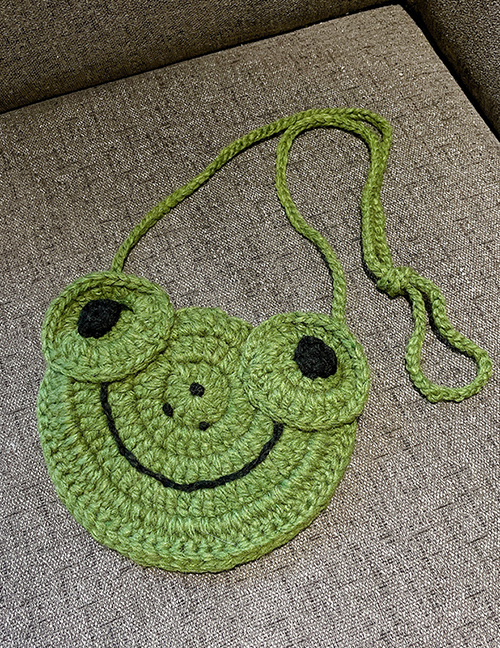 Fashion Green Frog Children's Wool Knitted Cartoon Messenger Bag