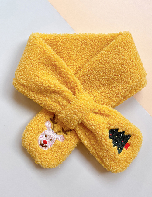 Fashion Creamy Yellow [scarf] 2-8 Years Old One Size Children's Christmas Embroidery Scarf