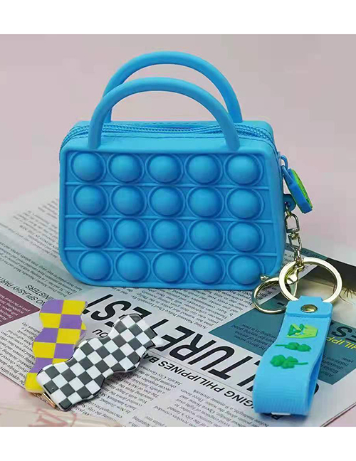 Fashion Blue Plastic Push Portable Coin Purse