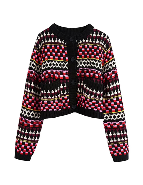 Fashion Color Jacquard Knitted Jacket