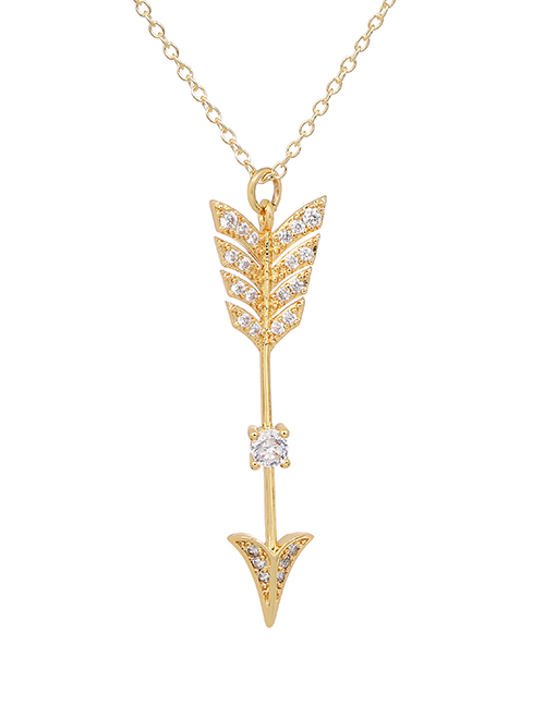 Fashion Gold Copper Inlaid Zirconium Cupid Arrow Necklace