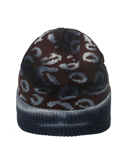 Fashion E Tie-dye Gradient Leopard-print Wool Knit Hat