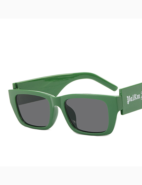 Fashion Green Frame Gray Piece Letter Print Wide-leg Square Sunglasses