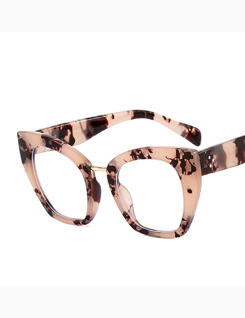 Fashion Pink Dot Flower Cat Eye Large Frame Flat Glasses Frame