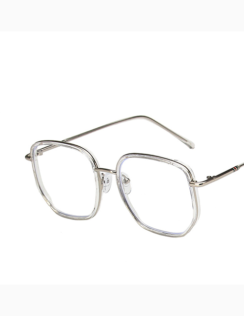Fashion Transparent White Irregular Green Frame Flat Glasses Frame