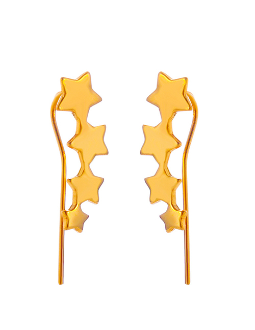 Fashion Star Models Copper Inlaid Zirconium Holeless Star Leaf U-shaped Ear Bone Clip