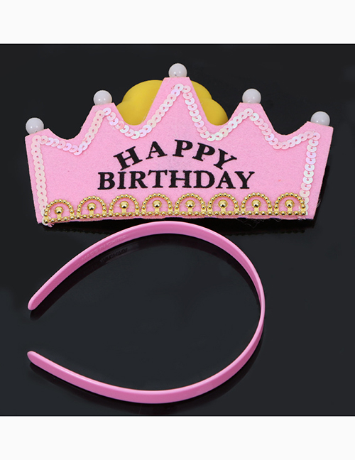 Fashion Happy Birthday Split Powder Children's Letter Print Luminous Crown Hat