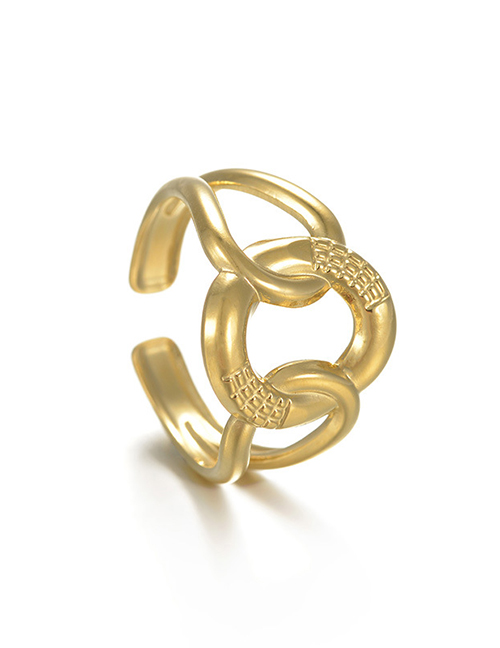 Fashion Gold Color Titanium Steel Geometric Cross Open Ring