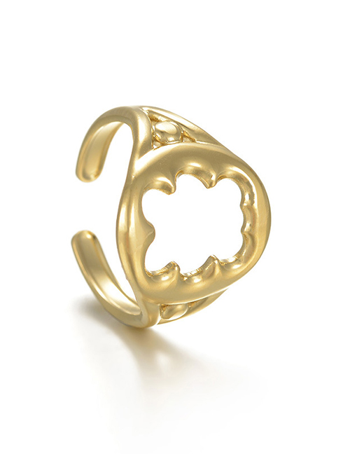 Fashion Gold Color Stainless Steel Hollow Bear Open Ring