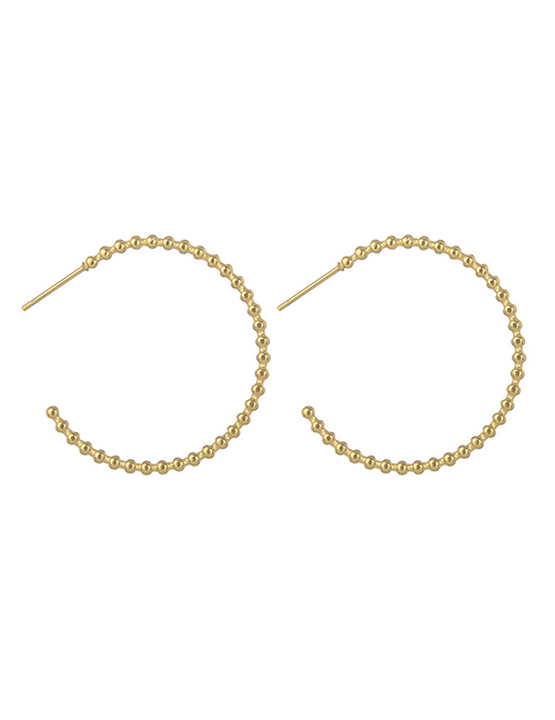 Fashion Gold Color Titanium Steel Dot Stitching C-shaped Earrings
