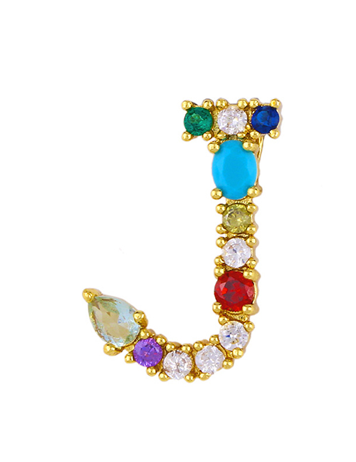 Fashion J 26 Letters Necklace With Copper Inlaid Color Zirconium