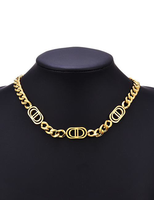 Fashion Gold Stainless Steel Chain Hollow Letter Necklace