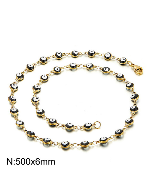 Fashion Kn198475-z Titanium Steel Round Eyeball Necklace