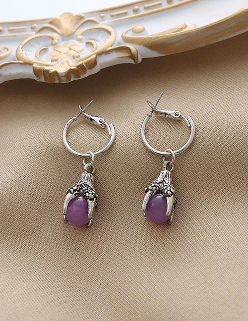 Fashion E2151-white Gold Color Amethyst Spike Ear Ring