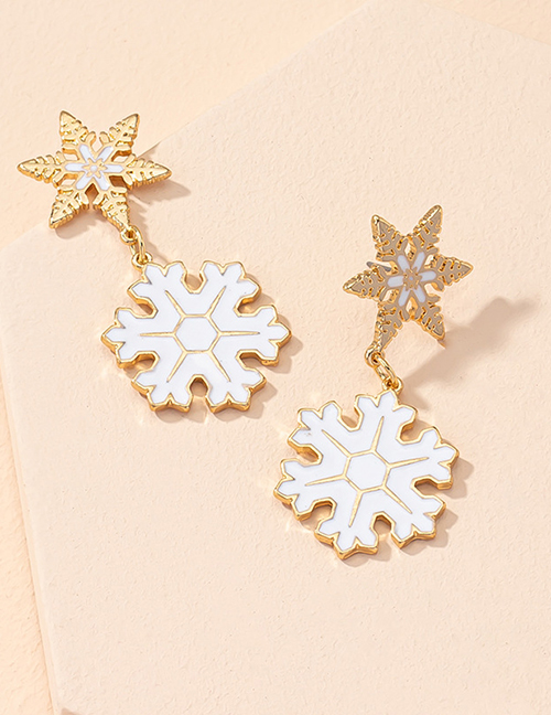 Fashion Gold Color Alloy Christmas Snowflake Stud Earrings