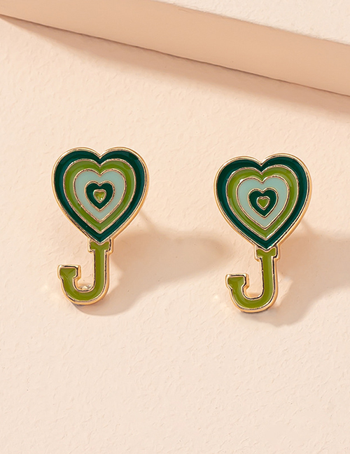 Fashion Green J Alloy Dripping Love Letter Earrings