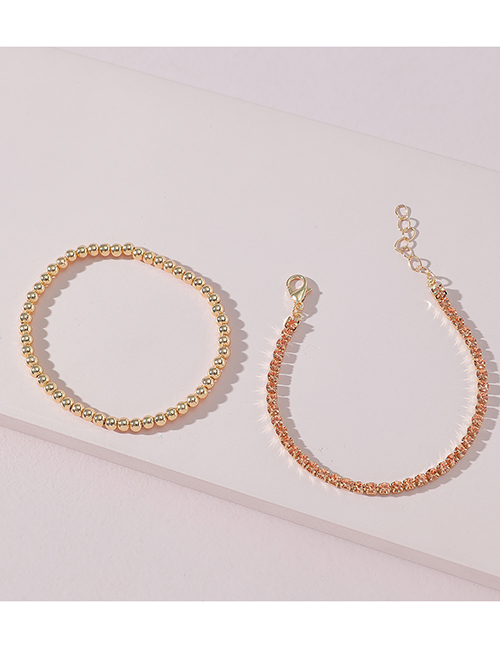 Fashion Gold Alloy Diamond Claw Chain Gold Beads Beaded Bracelet Set