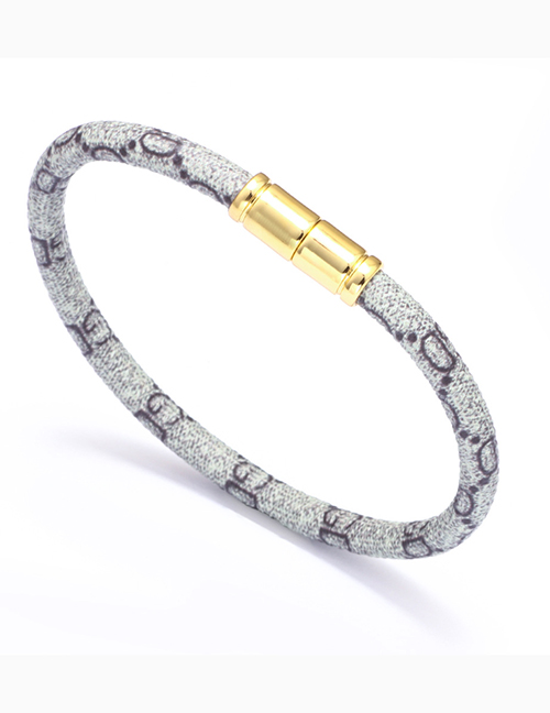 Fashion 3# Pu Leather Printed Alloy Magnetic Buckle Bracelet