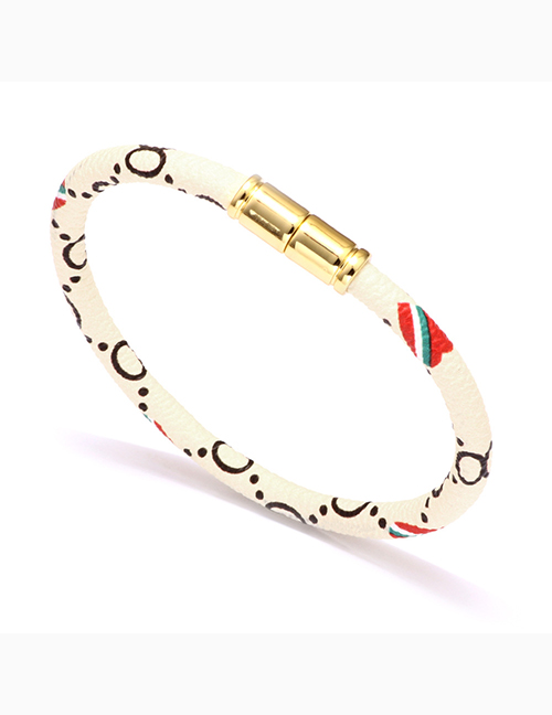 Fashion 7# Pu Leather Printed Alloy Magnetic Buckle Bracelet