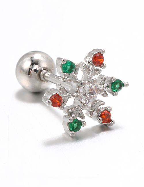 Fashion 779 White K Copper Gilded Christmas Snowflake Pierced Earrings