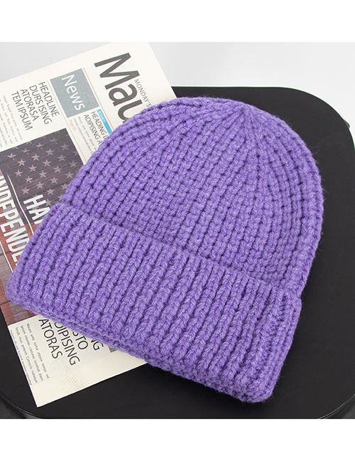 Fashion Purple Woolen Knitted Hat Pullover Cap