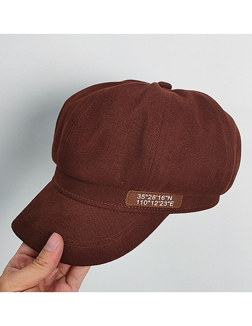 Fashion Dark Coffee Color Octagonal Hat Patch Octagonal Beret